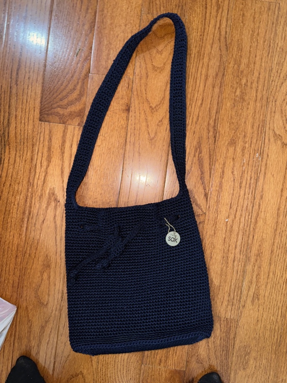 The Sak Original Women's Navy Crochet Boho Crossbody Shoulder Bag w/ Drawstring